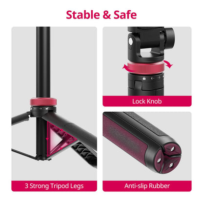 80'' Osmo-Mobile Floor Tripod-Stand Holder for DJI Osmo Mobile 8 SE 7P 7 6 5 4 / Osmo-Pocket 4 3 2 1 / Osmo Action 6 5 pro 4 3 2 1