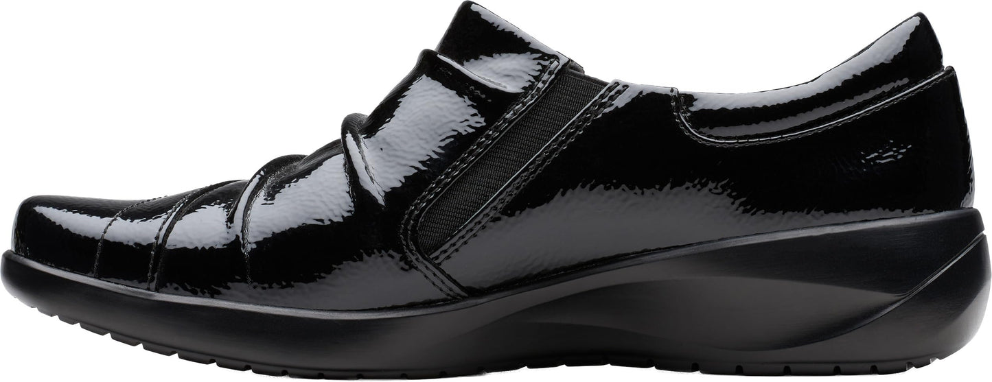 Clarks Women’s Kaetlyn Mila Leather Slip-On Loafers, Black Crinkle Patent Synthetic