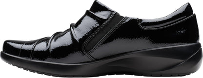Clarks Women’s Kaetlyn Mila Leather Slip-On Loafers, Black Crinkle Patent Synthetic