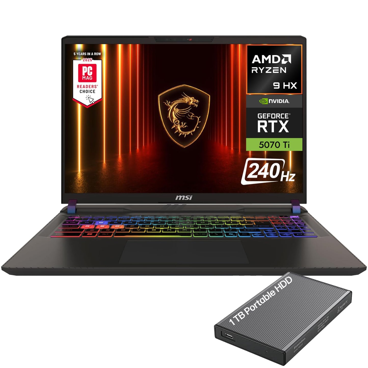 MSI Portátil Gaming Vector 16 HX AI 16" (1TB SSD + 1TB HDD / 16GB RAM)