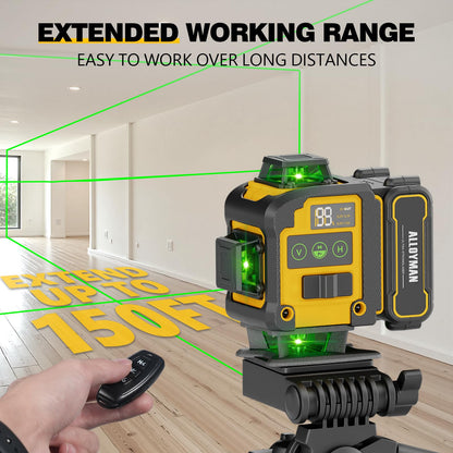 Alloyman Nivel Láser Autonivelante de 4x360° con Trípode (Línea Verde / 4D)