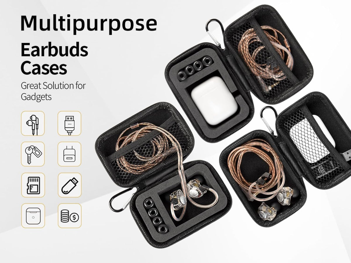 KZ ZS10 Pro IEM Case for in Ear Monitor, CCZ ZC02 Earbuds Case with Carabiner, EVA Travel Storage Bag for CCA CRA, Shure SE215, Moondrop Chu, CCZ Melody, KBEAR KS1, TANGZU Wan'er, iems Cable, Ear tips