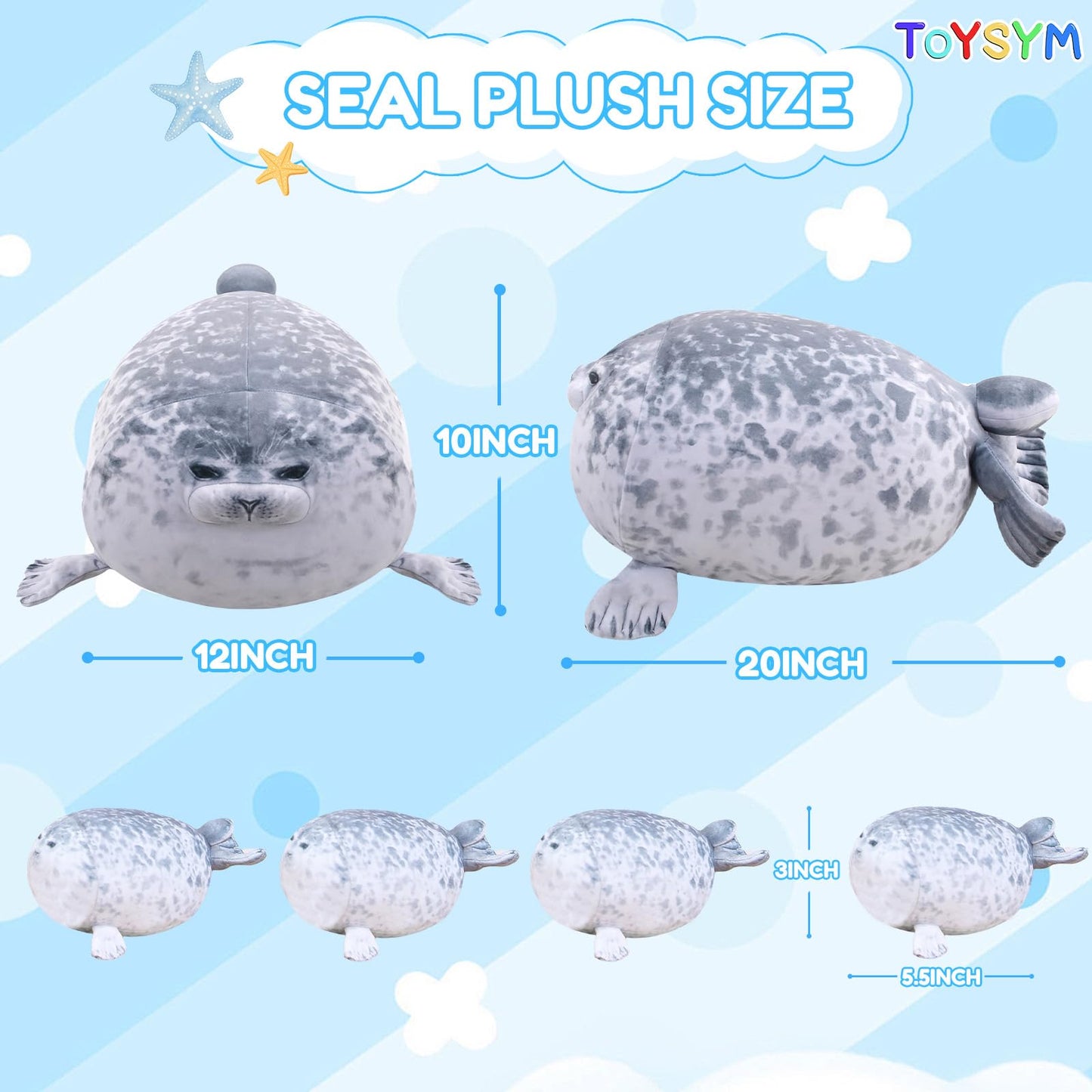 TOYSYM Almohada de Peluche de Foca Regordeta (20 pulgadas)
