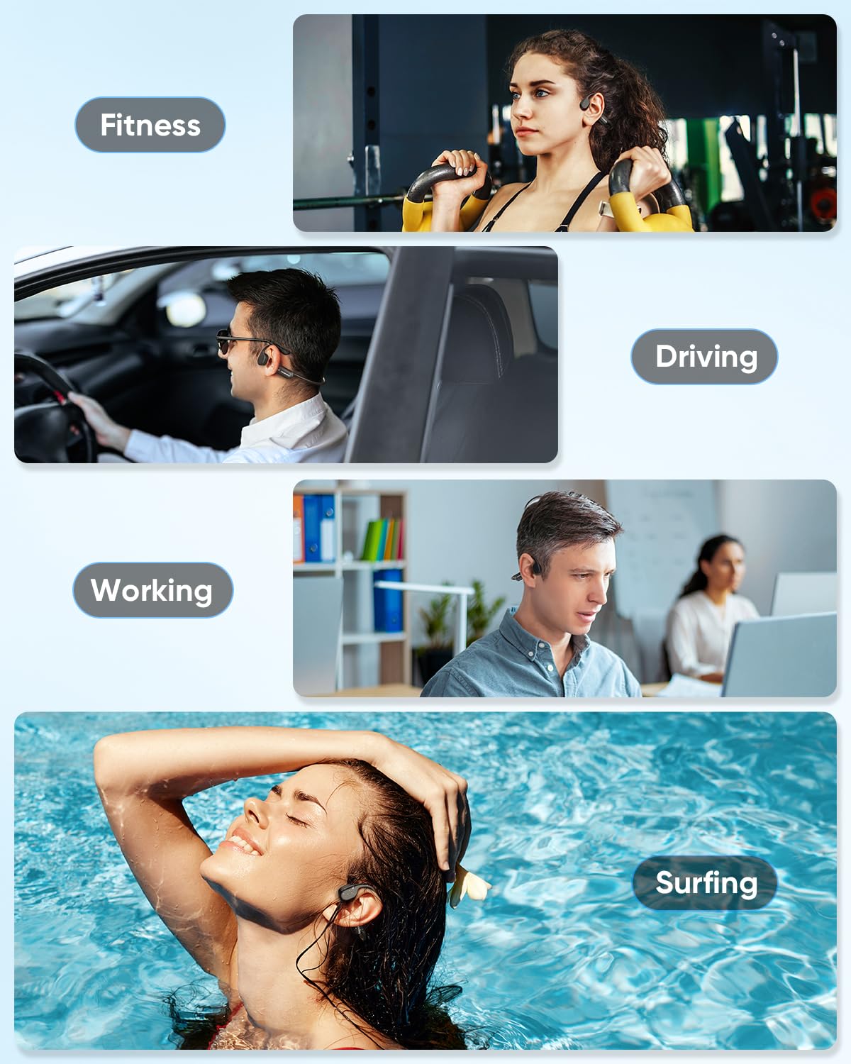 SAMVEK Auriculares de Natación de Conducción Ósea (32GB / Negro)