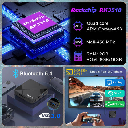 LEFFOT Dispositivo de Streaming TV Box Android 14.0 (16GB ROM / 2GB RAM)
