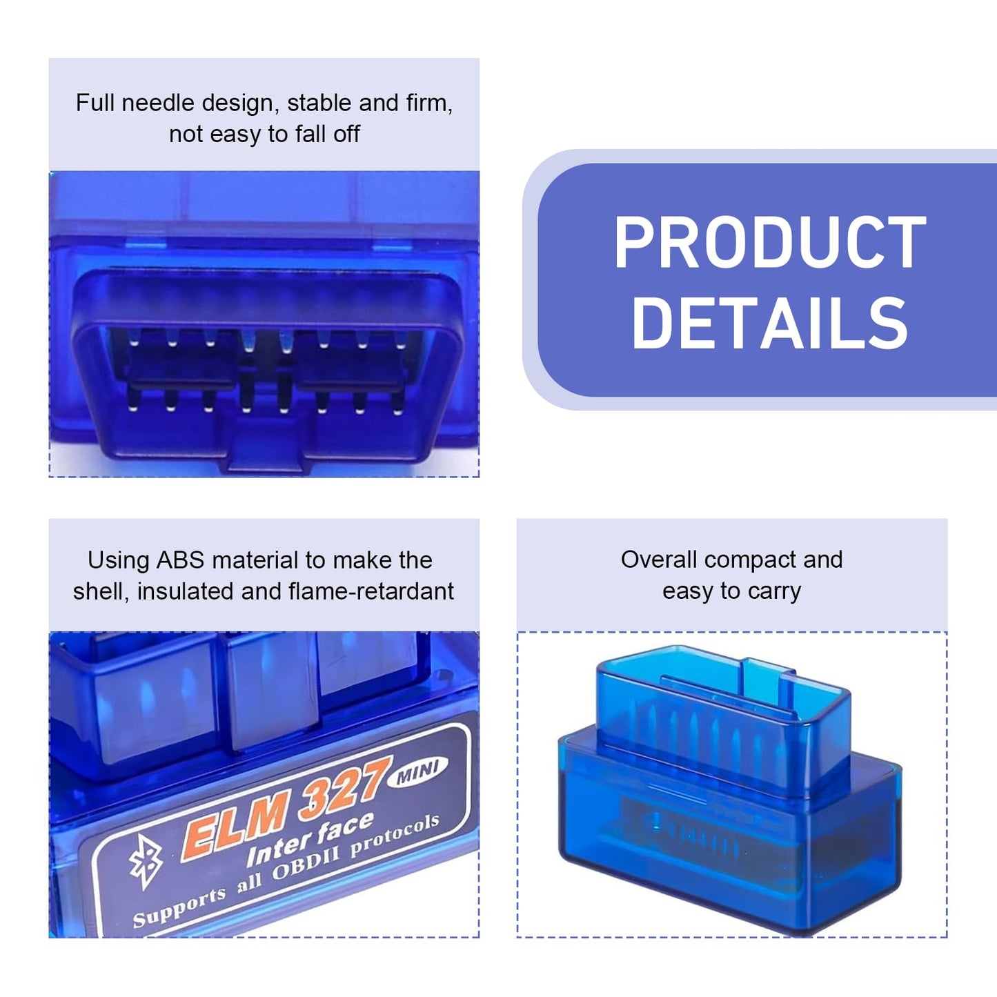 yorpyep Escáner OBD2 y Herramienta de Diagnóstico Bluetooth (Azul)