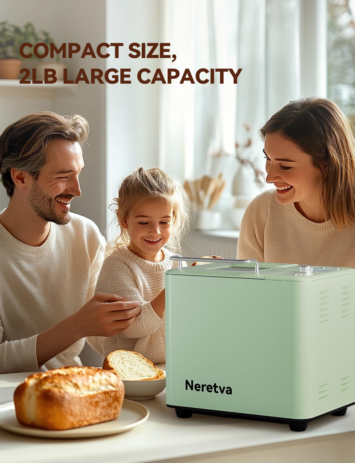 Neretva Máquina para Hacer Pan 20-en-1 (2LB / Verde Claro)