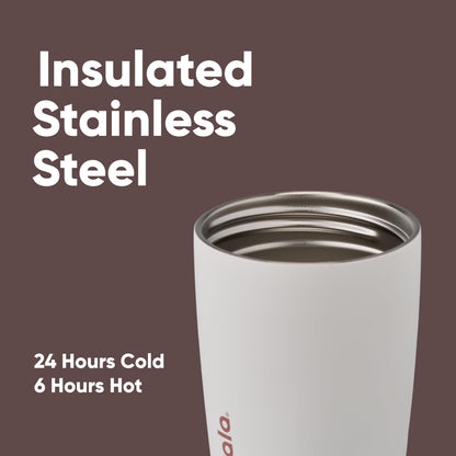 Owala SmoothSip Slider Insulated Stainless Steel Coffee Tumbler, Reusable Iced Coffee Cup, Hot Coffee Travel Mug, BPA Free 20 oz, Vanilla Bean