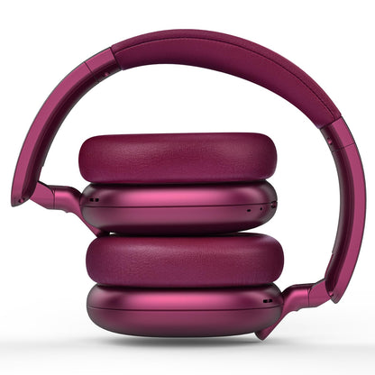 RORSOU C6 Active Noise Cancelling Headphones, Wireless Over Ear Bluetooth Headphones, 60H Playtime, Lightweight Folding Deep Bass Comfort Fit Ear Cups Headset with Mic for iPad/Travel/PC/Home Red