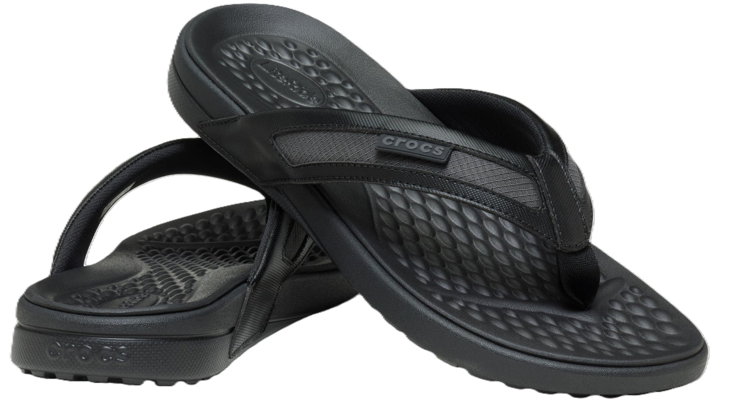 Crocs Men's Yukon Sport LR Lightweight Flip Flop Sandals, Black/Slate Grey