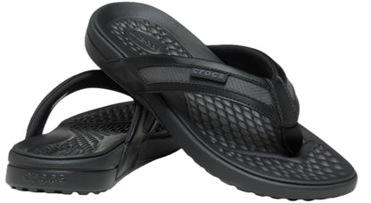 Crocs Men's Yukon Sport LR Lightweight Flip Flop Sandals, Black/Slate Grey
