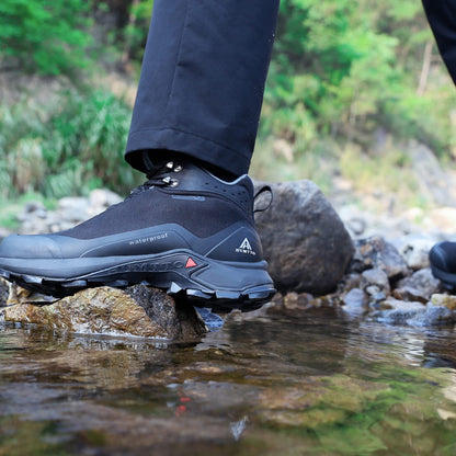 HUMTTO Men's All-Terrain Waterproof Hiking Boots Lightweight Breathable Outdoor Ankle Boots Trekking Hiking Shoes 8 Black