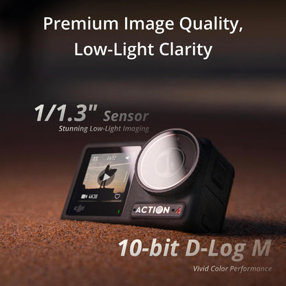 DJI Osmo Action 4 Essential Combo, Waterproof Action Camera with 1/1.3" Sensor, 4K/120fps Video, Stunning Low-Light Imaging, 10-bit & D-Log M Color Performance, Long-Lasting 160 Mins, Vlogging Camera