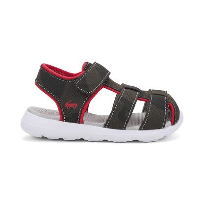 See Kai Run Cyrus Flexirun - Sporty Fisherman Closed-Toe Sandal for Boys, Gray/Red
