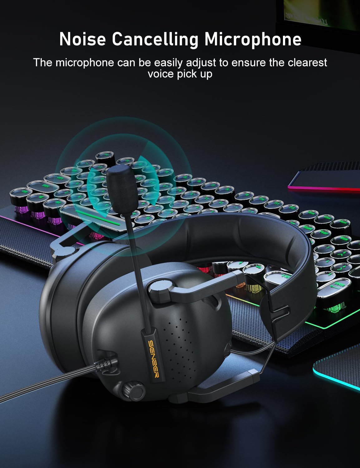 SENZER SG500 Audífonos Pro Gaming (Negro)