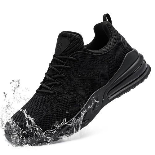 LARNMERN Men Chef Shoes Non Slip Work Waterproof Slip-on, Black
