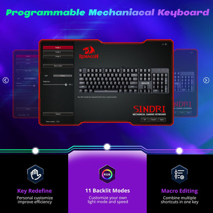 Redragon Teclado Mecánico para Juegos (Iluminación RGB / Switches Rojos)