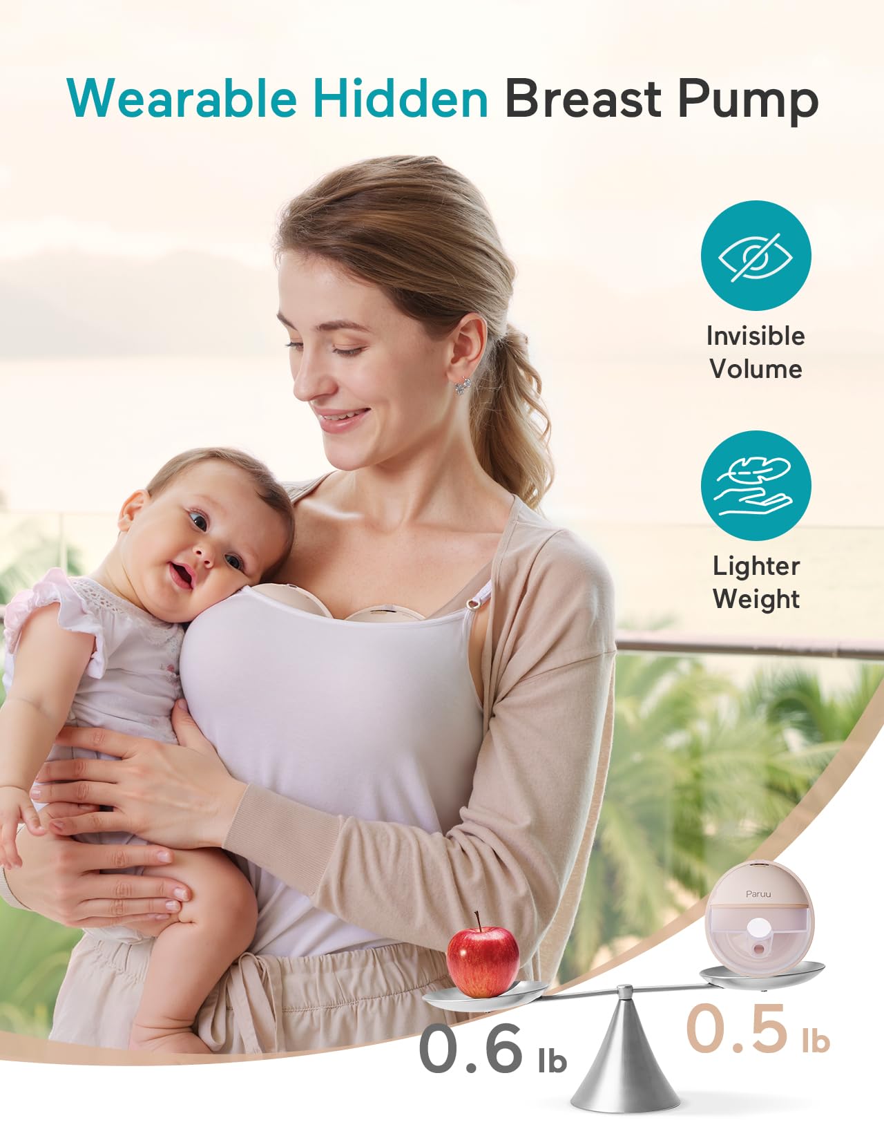 Paruu Extractor de Leche Manos Libres P16 (Paquete de 2 / Nude)