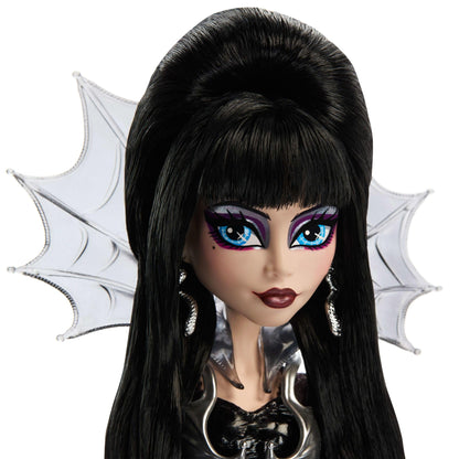 Monster High Muñeca Coleccionable Elvira (Vestido Negro Faux Leather)