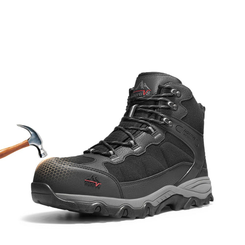 NORTIV 8 Waterproof Steel Toe Boots for Men Slip Resistant Safety Industrial Boots Paladin-Steel, Black, JS19004M-STEEL