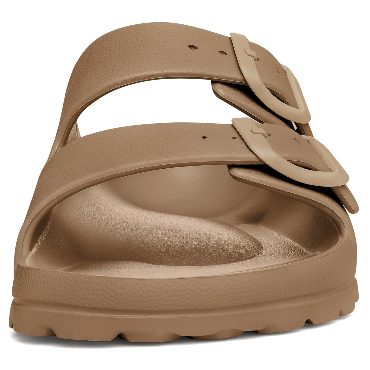 shevalues Women's Comfort Sandals with Medium Arch Support Double Buckle Adjustable EVA Slides for Summer Beach, Brown 38(