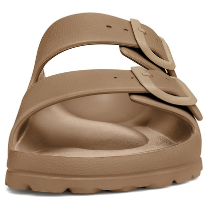 shevalues Women's Comfort Sandals with Medium Arch Support Double Buckle Adjustable EVA Slides for Summer Beach, Brown 38(