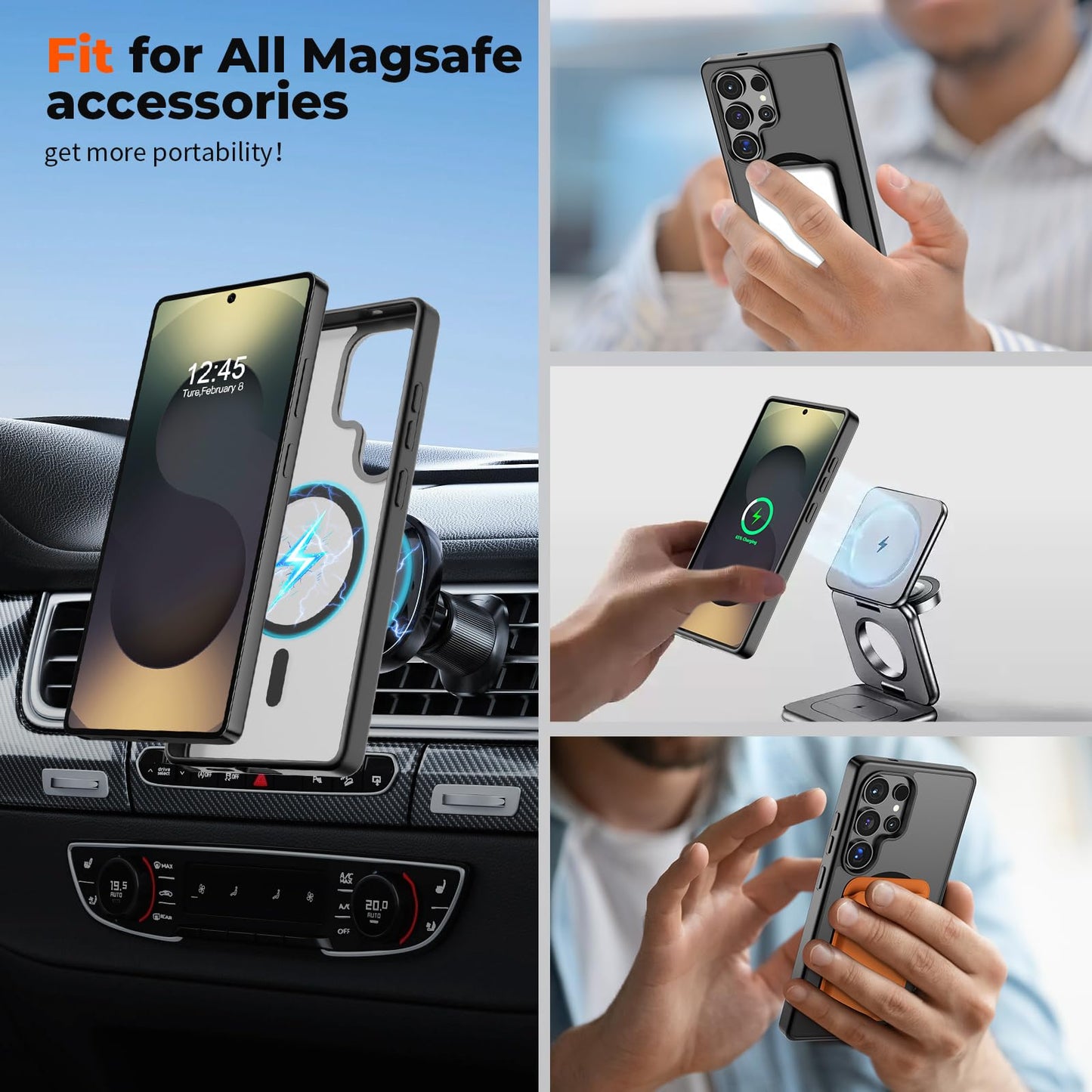 SUPFINE Funda Magnética para Samsung Galaxy S25 Ultra (Negro)