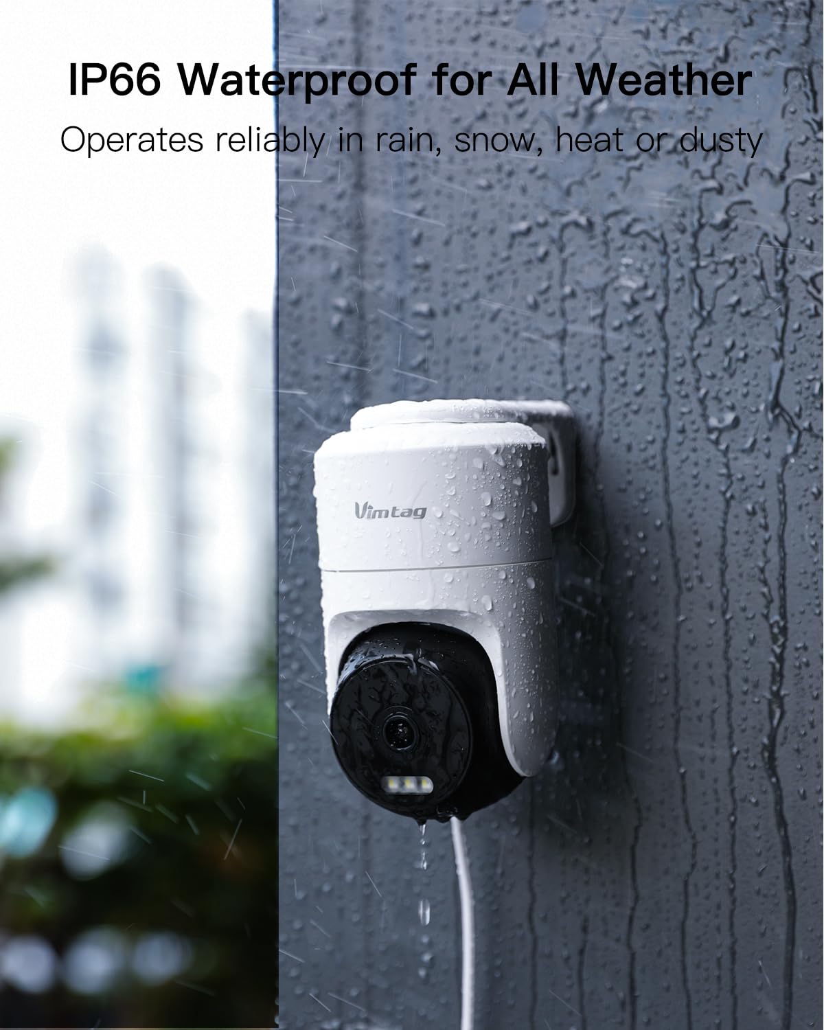 VIMTAG Cámara de Seguridad CCTV para Exteriores con Pan/Tilt (2.5K 4MP)