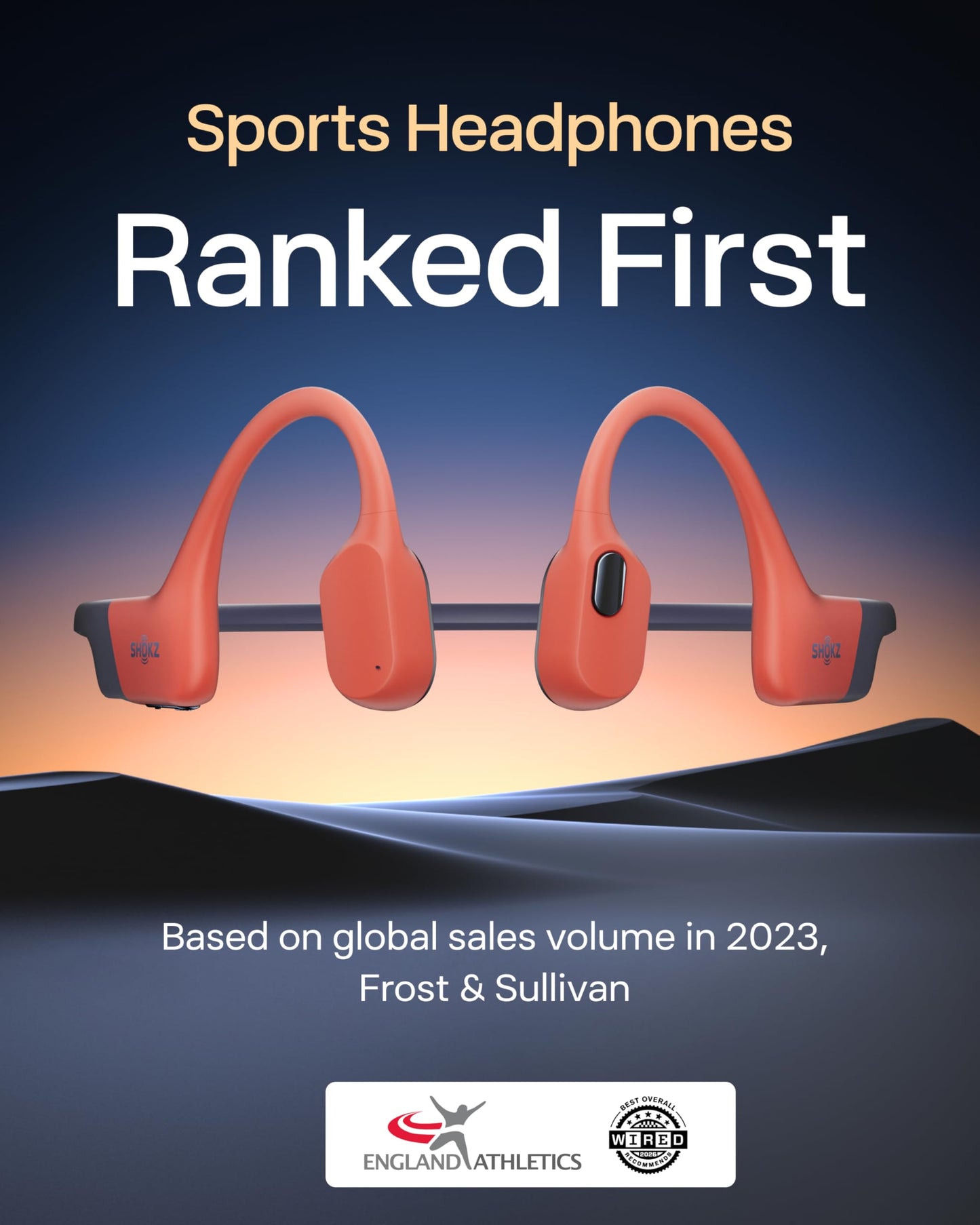 SHOKZ OpenSwim Pro - Open-Ear Bluetooth & MP3 Bone Conduction Sport Headphones, Swimming Headphones, IP68 Waterproof, Red