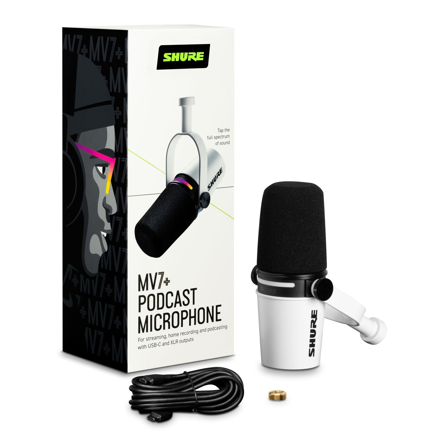 Shure MV7+ Micrófono Dinámico (Blanco)