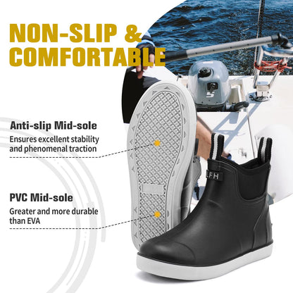 CKWLXQY Men's Deck Boots, Waterproof Ankle Rain Boots Men Anti-Slip Traction, Outdoor Rubber Fishing Garden Boots High-Performance Shoes for Farming