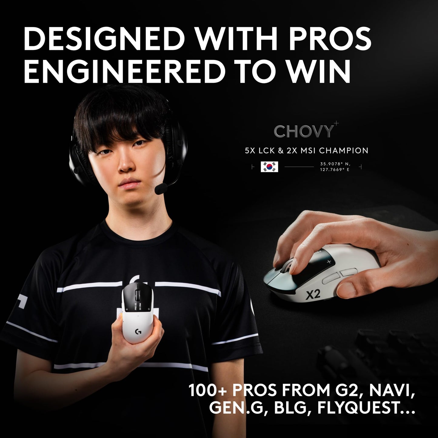 Logitech Ratón Inalámbrico para Juegos G PRO X2 SUPERSTRIKE (Blanco y Negro)