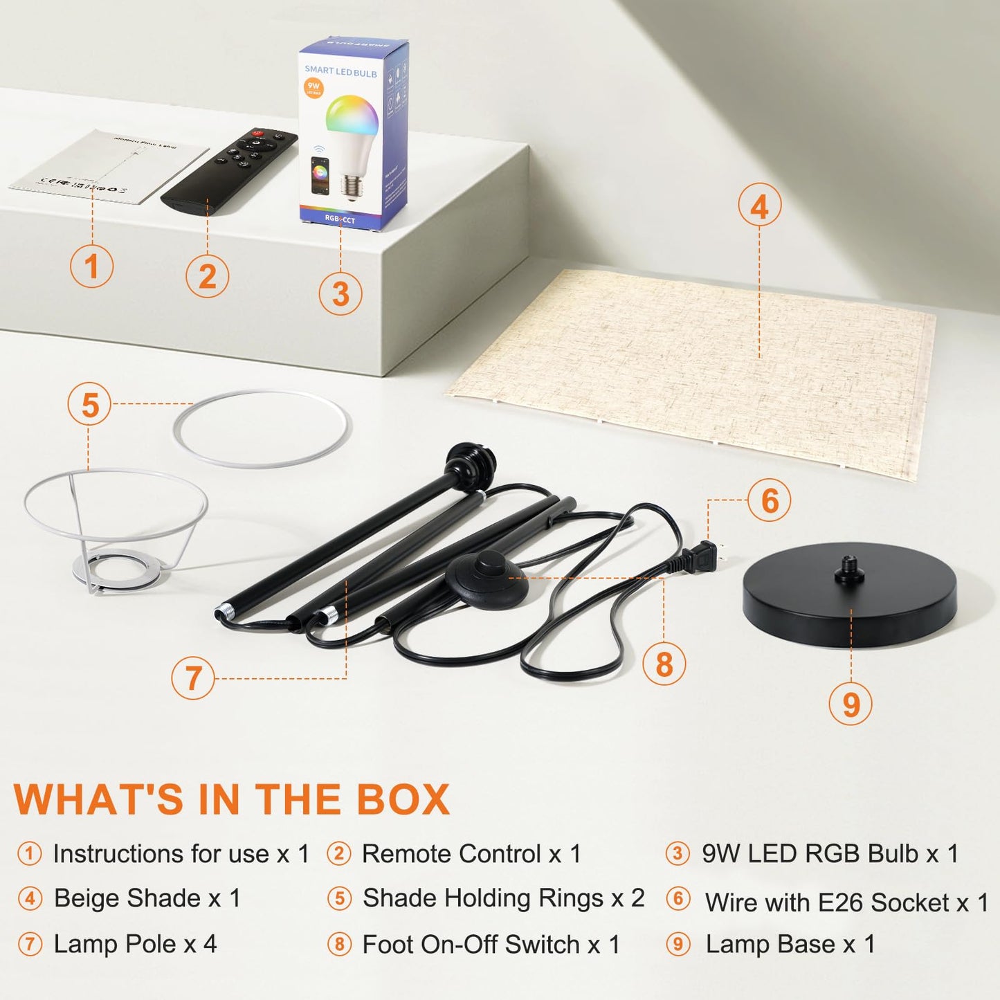 FRIDEKO HOME Lámpara de Pie Inteligente (9W / Beige)