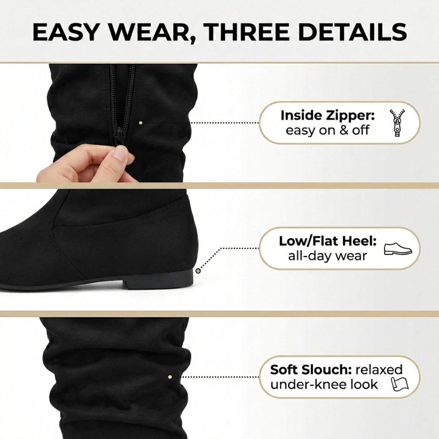 Wells Collection Botas Suaves para Mujer (Negro / Talla 7)