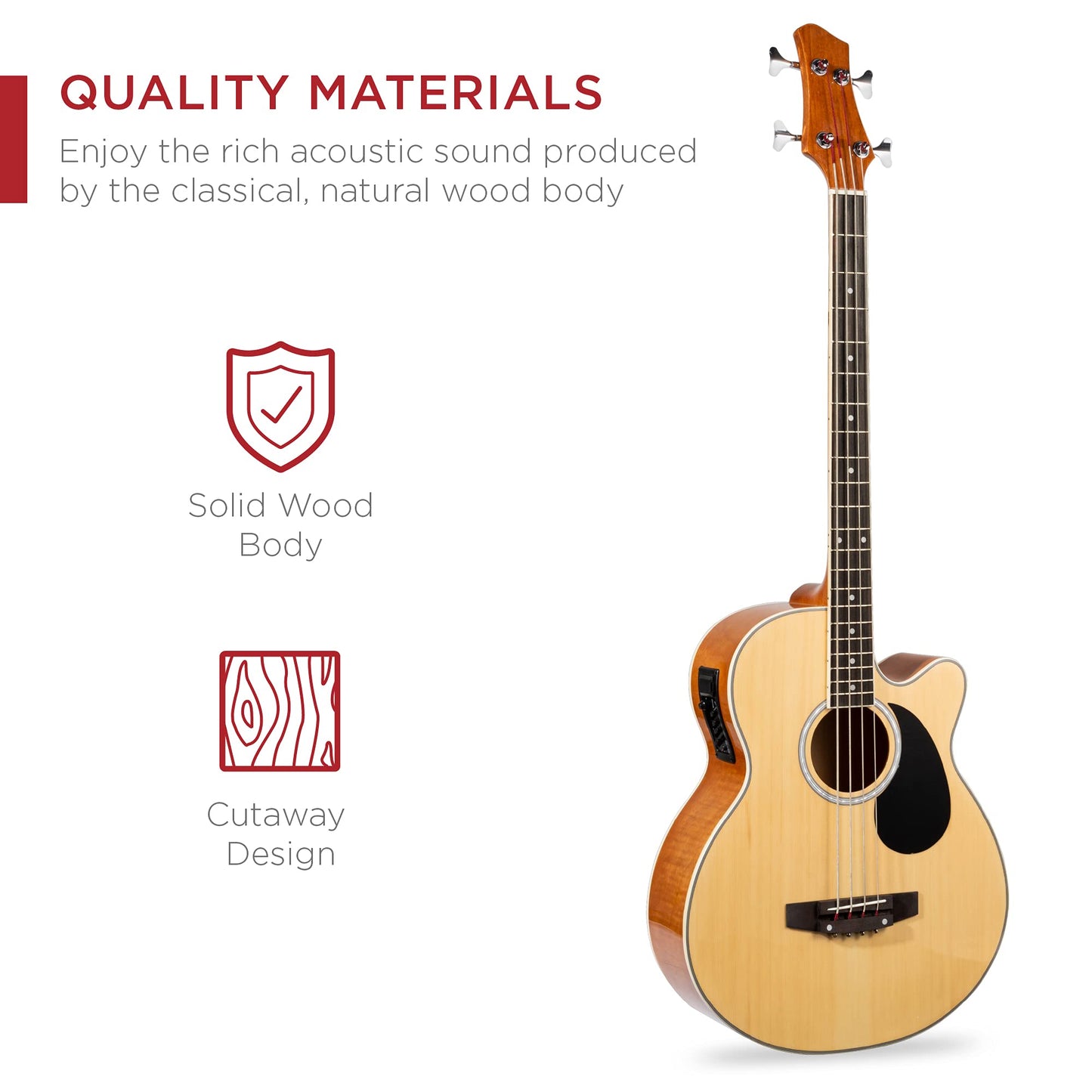 Best Choice Products Bajo Electroacústico (Natural / 4 Cuerdas)