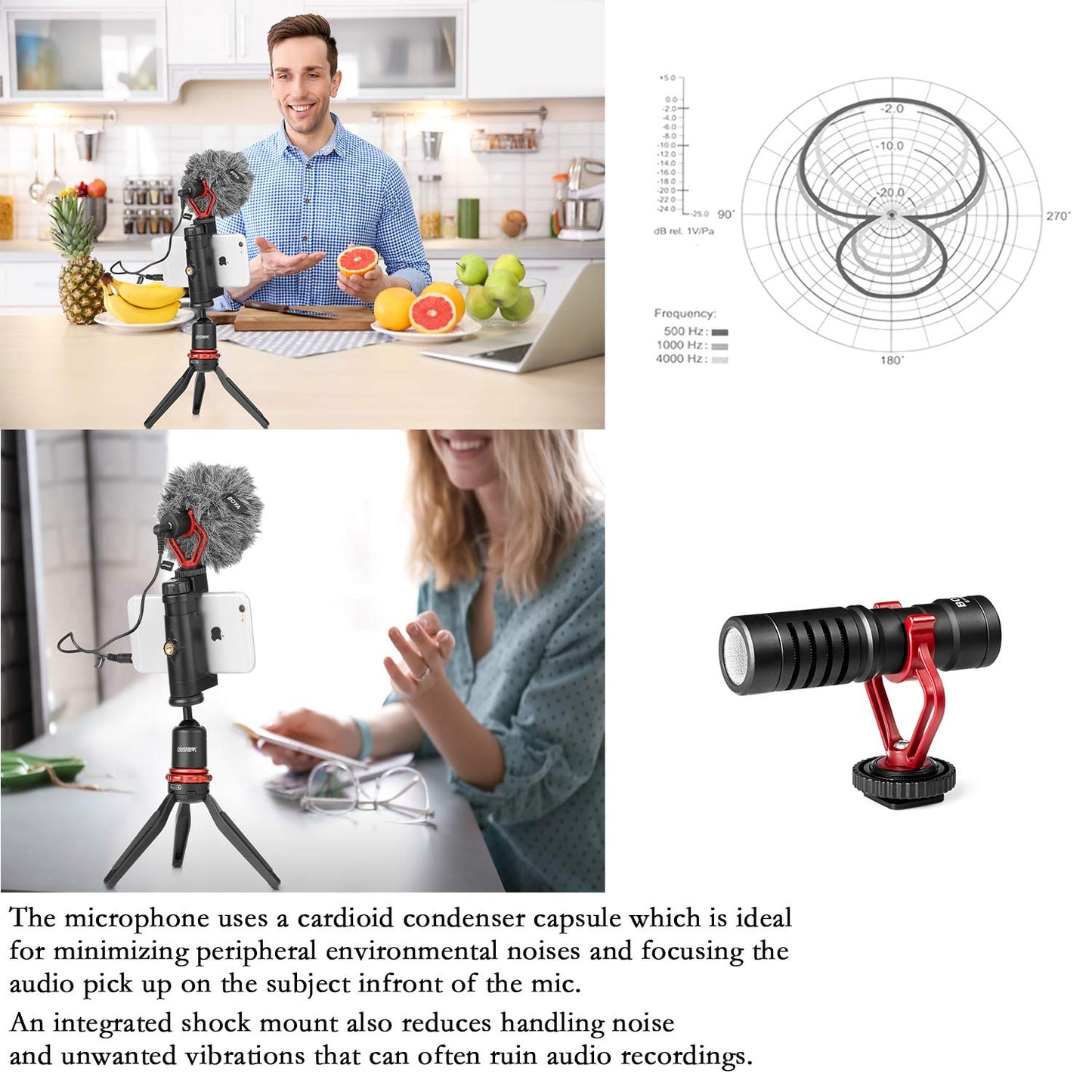BOYA MM1 Universal Camera Microphone Super-Cardioid Shotgun Microphone with Shock Mount for Camera, Consumer, Camcorder iPhone, Android Smartphones