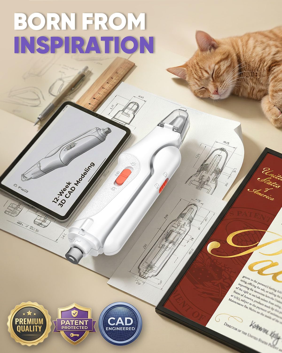 CATPICK Cortauñas 2 en 1 para Perros y Gatos con Luz LED