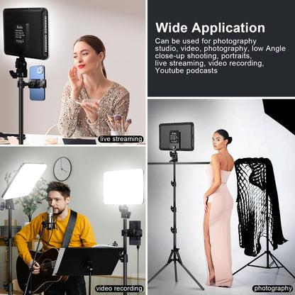 Shirtal 12" LED Video Light Kit,2-Pack Photography Lighting Kit,73" Height 2800-6500K Dimmable Studio Lights with Tripod Stand and Phone Holder, Streaming Lighting for Video Recording,Podcast,YouTube