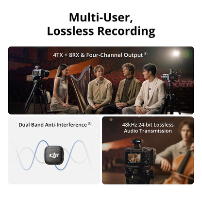 DJI Mic 3 (2 TX + 1 RX + Charging Case), Wireless Microphone for iPhone/Camera/Android, Ultralight, Adaptive Gain Control for Balanced Volume, Dual Band Anti-Interference, 28hrs Use, Vlog