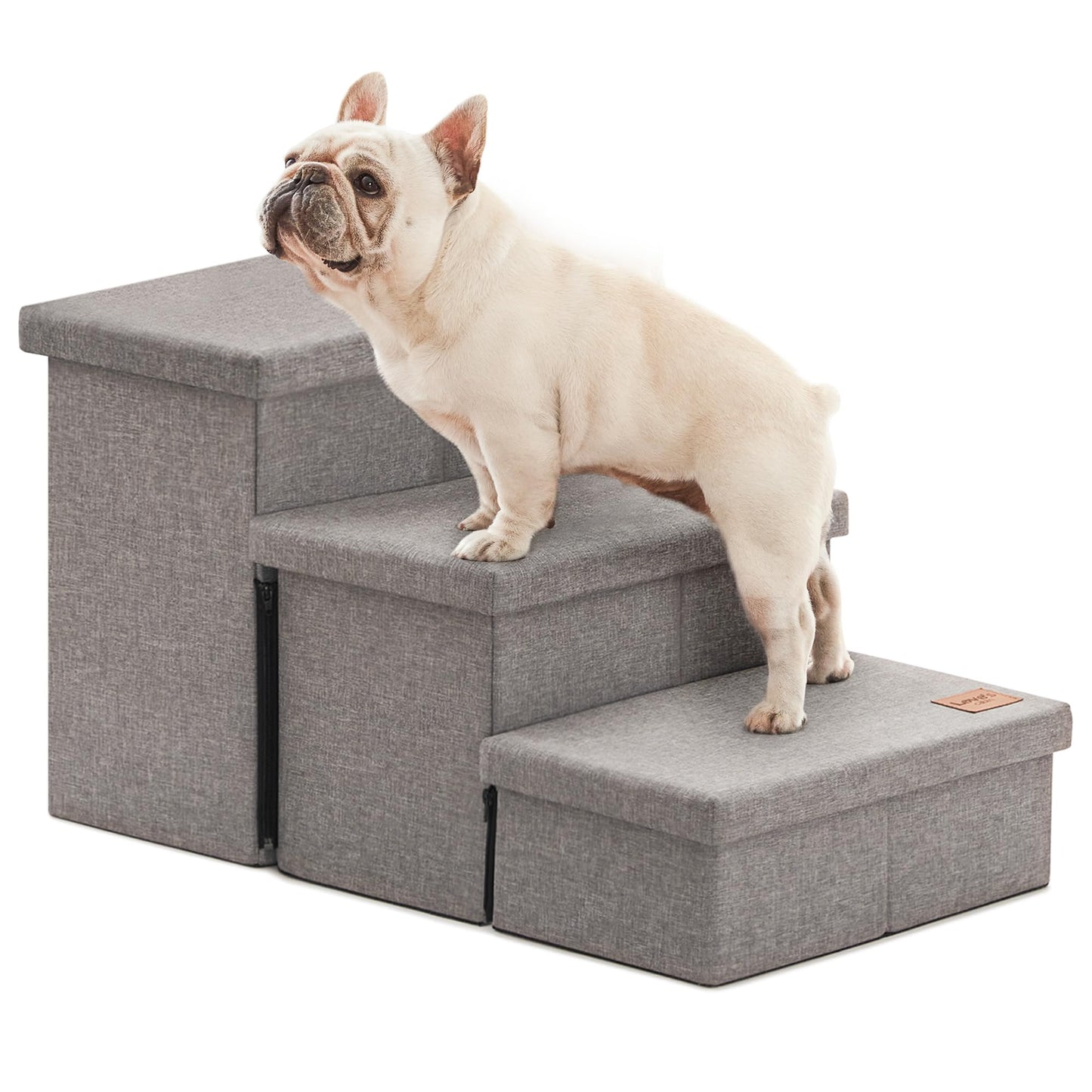 Love's cabin Escaleras para Perros de 3 Escalones (18" / Gris Sólido)