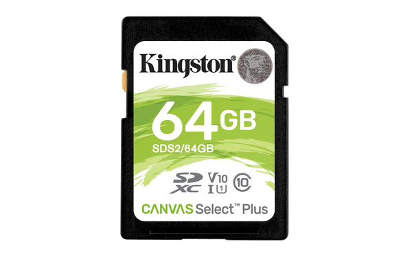 Kingston 64GB Canvas Select Plus SDXC Card | Up to 100MB/s | Class 10 UHS-I U1 V10 | SDS2/64GB