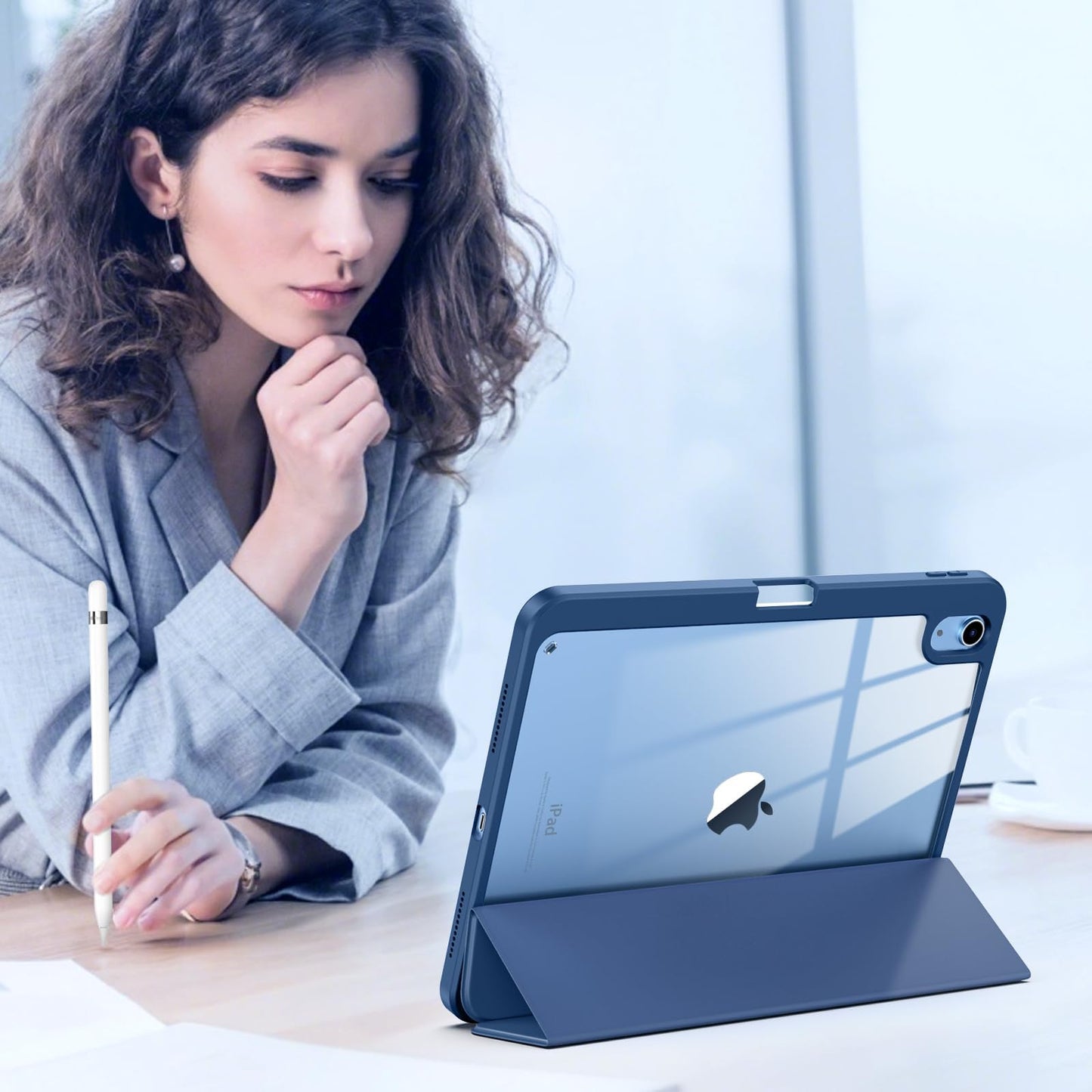 TiMOVO Funda para iPad con Soporte para Lápiz (Azul Abismo)
