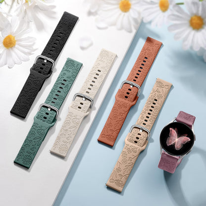 SNBLK Correas de Silicona con Grabado Floral para Samsung Galaxy Watch (Paquete de 6 / 20mm)