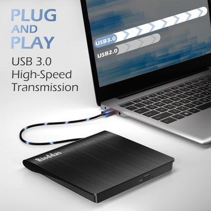 Rioddas Unidad Externa de CD/DVD para Computadora Portátil