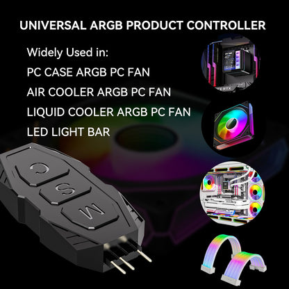 GSCOLER Kit de Controlador ARGB para Ventiladores de PC (Con Control Remoto)