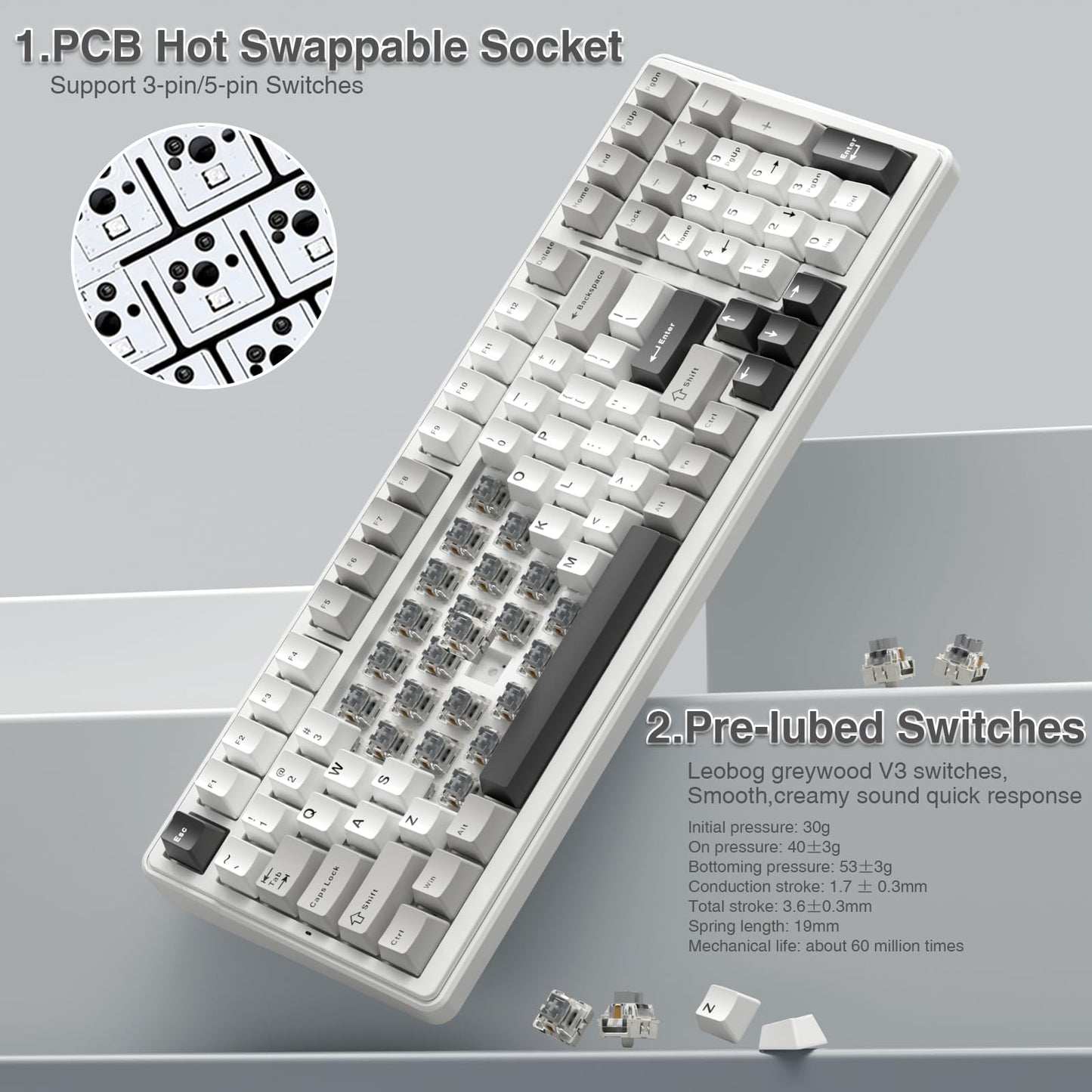 AULA Teclado Mecánico Inalámbrico F99 (RGB)