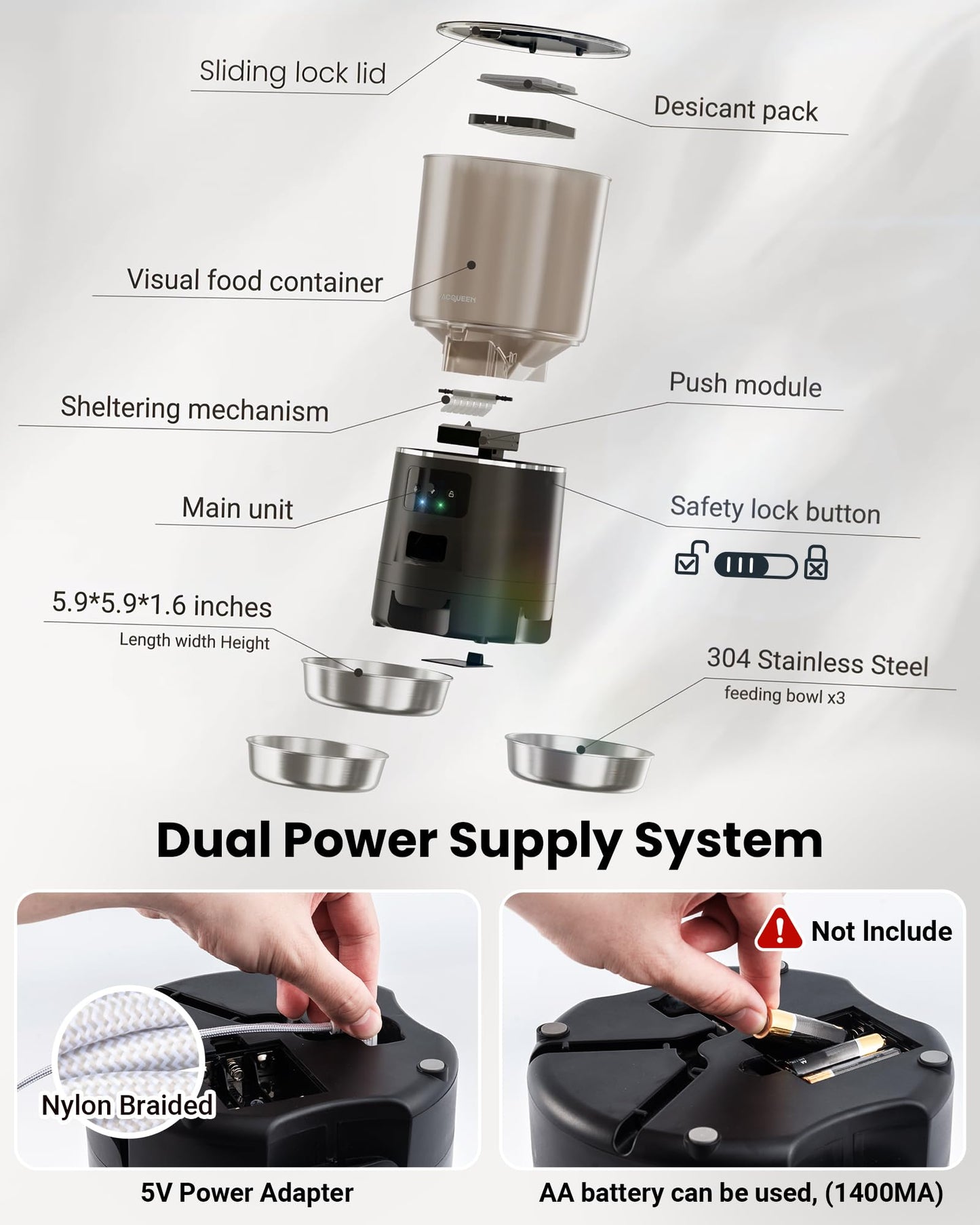 Comedero Automático para 3 Gatos (6L / 25 Tazas)