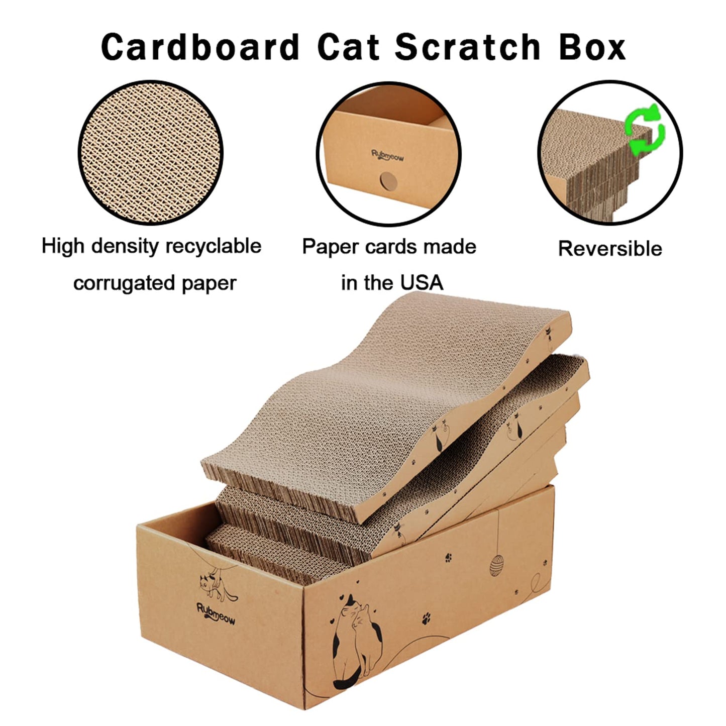 RUBMEOW Rascador de Cartón para Gatos (Caja de 5 piezas)