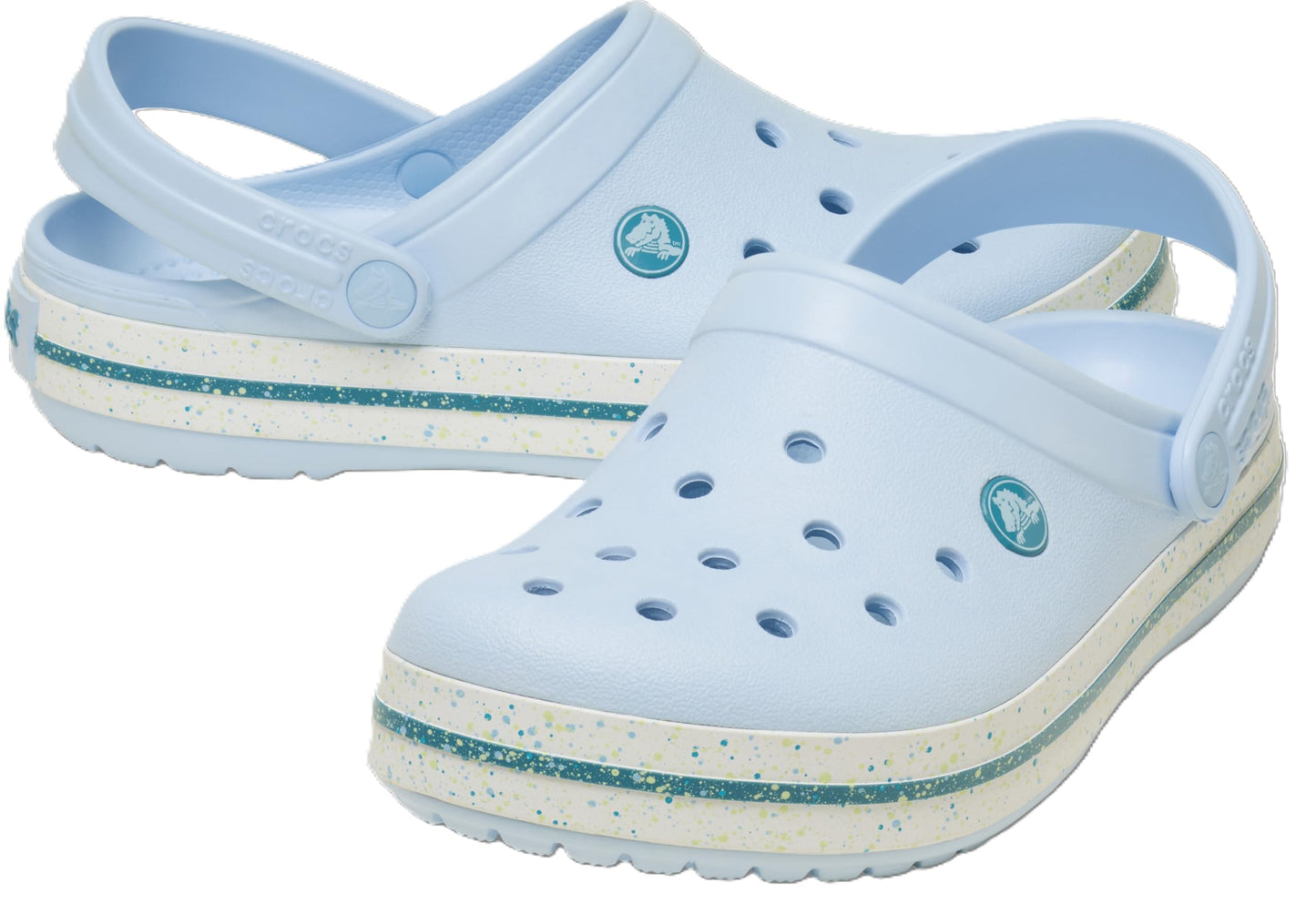 Crocs Zueco Unisex Crocband para Adulto (Talla 7 Mujer y 5 Hombre / Speckled Blue Frost)