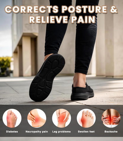 Women's Orthopedic Slip-On Mules Sneakers for Plantar Fasciitis Easy Off Recovery Backless Knit Comfortable Lightweight with Arch Support Walking Shoes for Travel, House & Office Black